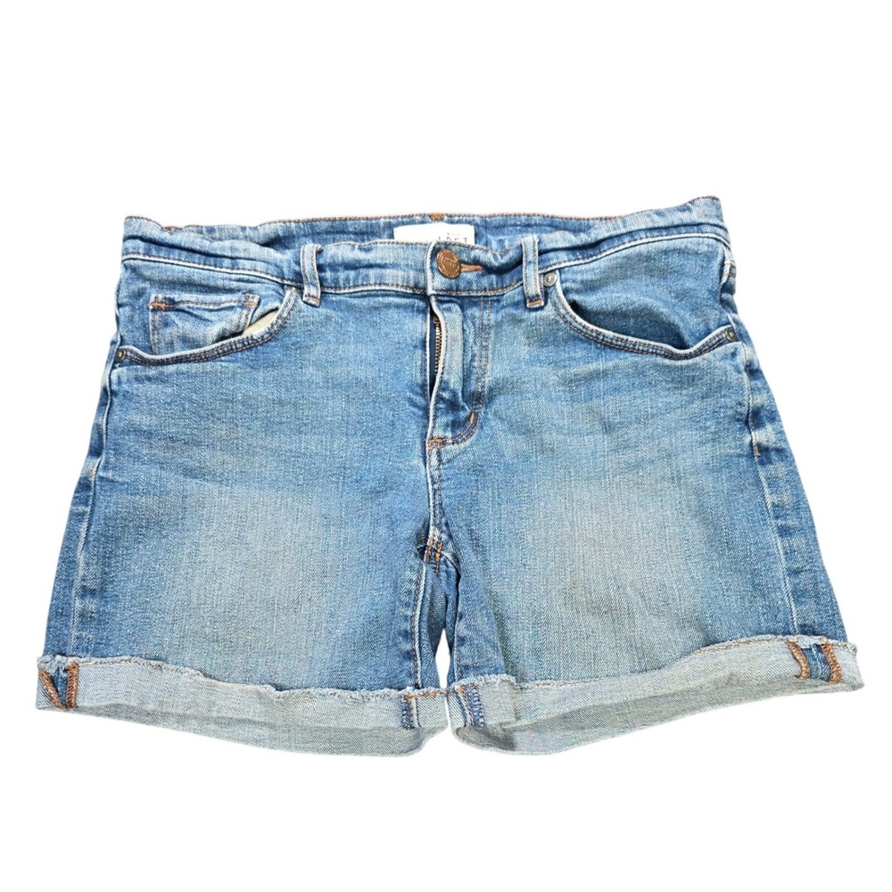 LOFT Denim Cuffed Shorts Women's Size 2 26 Blue Medium Wash Stretch Mid Rise